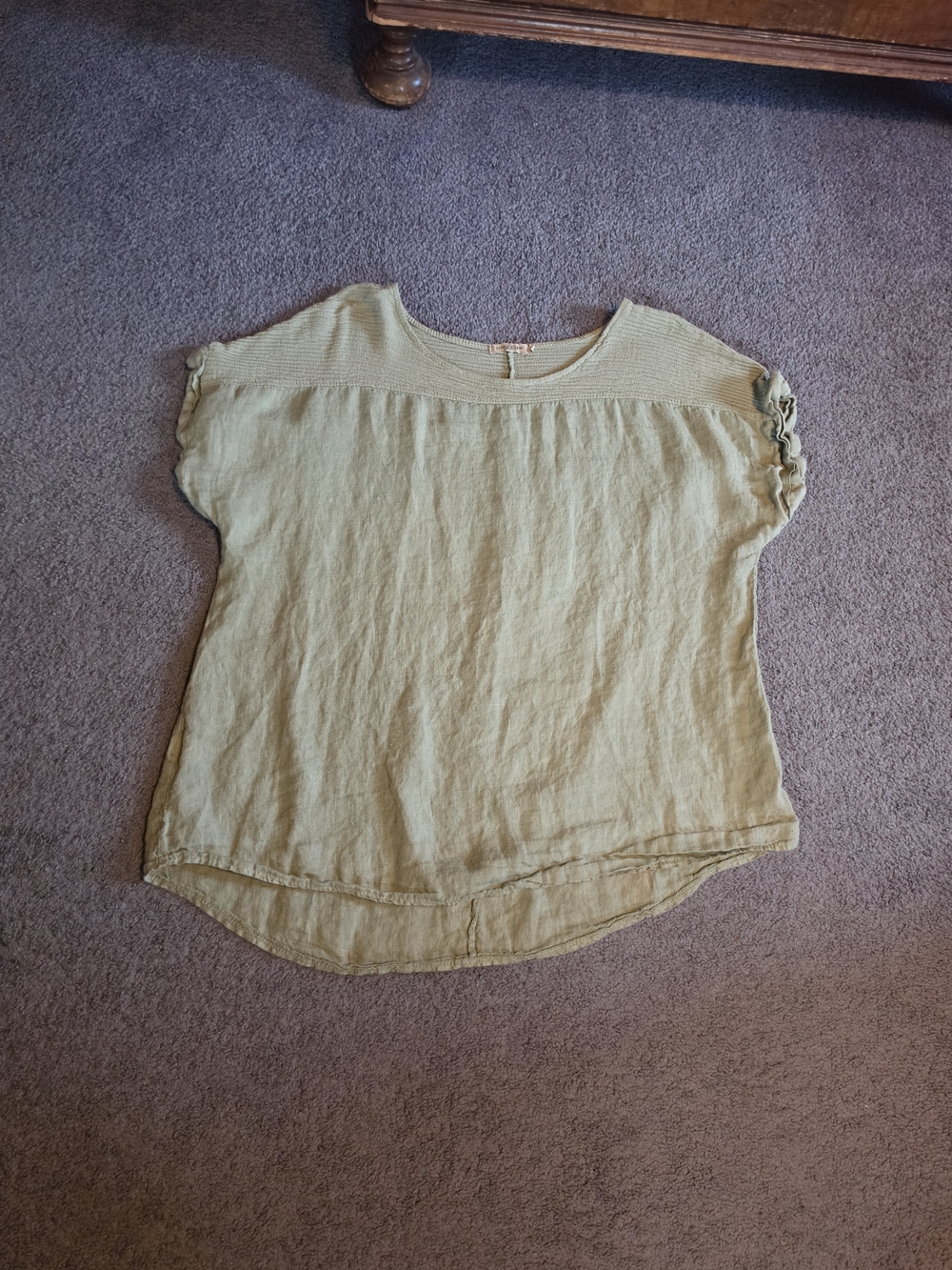 Sage Green Short-Sleeve Linen Tunic Top Size 1X